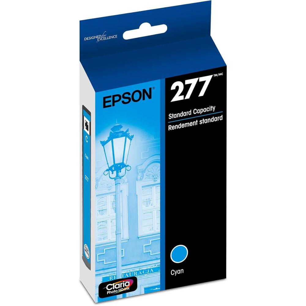 imageEpson 277 Claria Photo HD Ink Standard Capacity Photo Black Cartridge T277120S Works with Expression Photo XP850 XP860 XP950 XP960 XP970Cyan