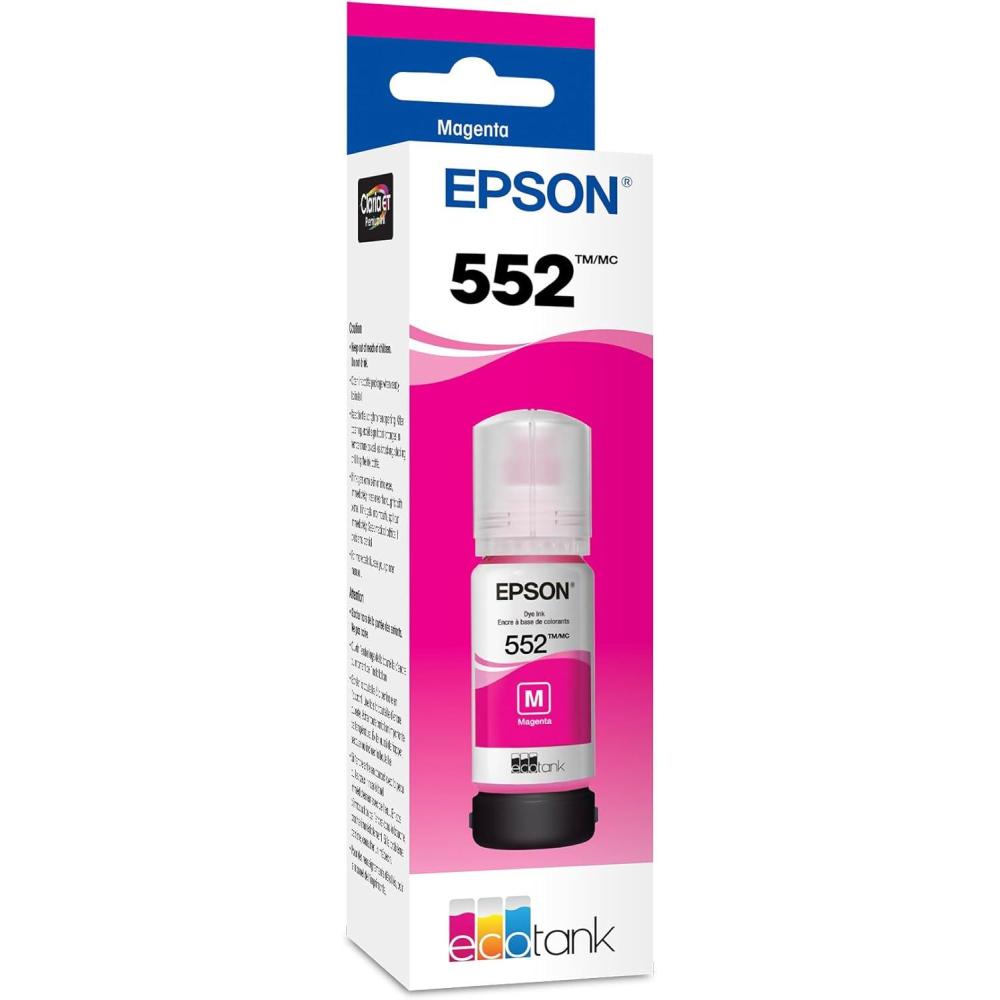 imageEpson 552 EcoTank Ink Ultrahigh Capacity Bottle Magenta T552320S Works with EcoTank Photo ET8500 ET85501 Count Pack of 1