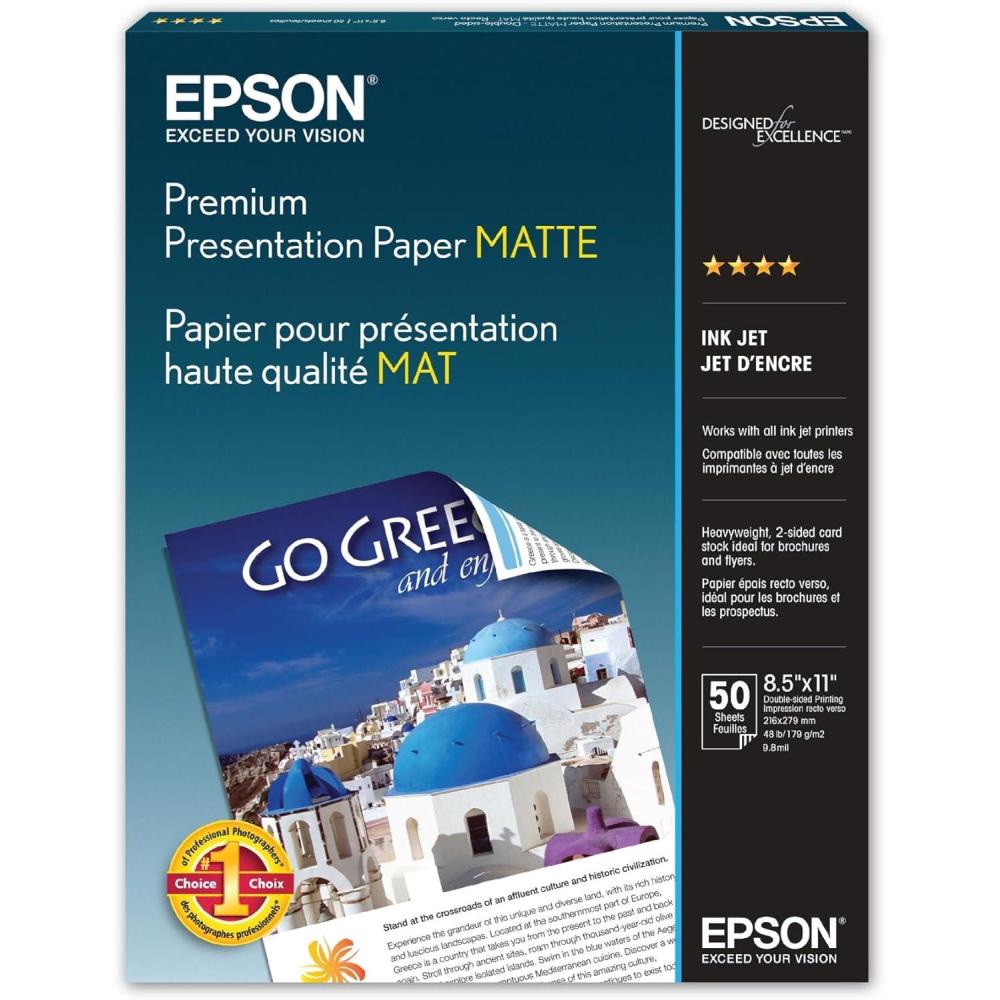 imageEpson Heavyweight 85x11 Matte Paper 50 Sheets S04125750 Count Pack of 1