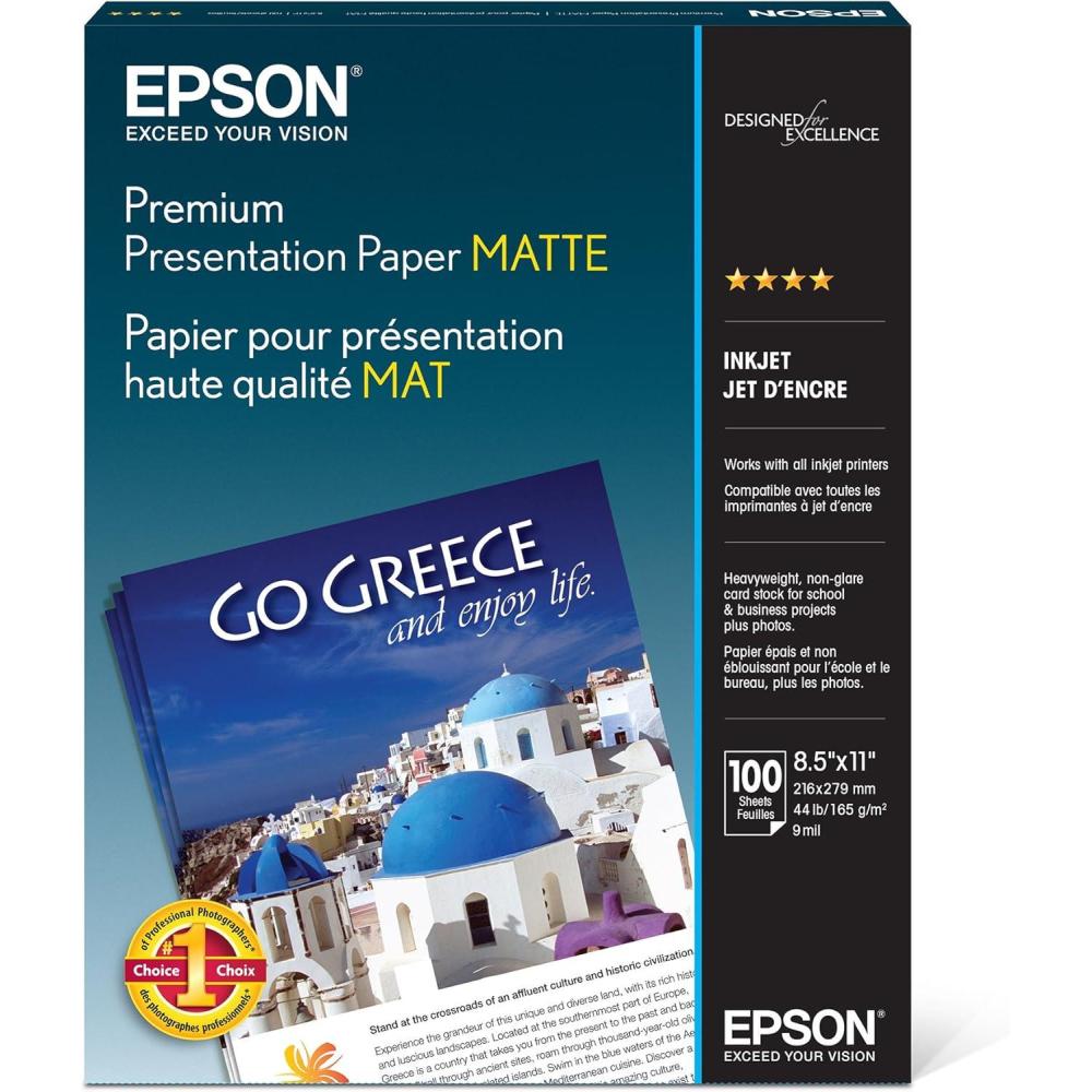 imageEpson Premium Presentation Paper MATTE 85x11 Inches Doublesided 50 Sheets S041568Bright White100 Sheets
