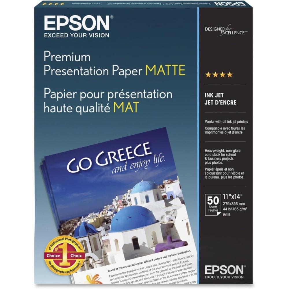 imageEpson S041468 Borderless Matte Paper Bright White 11 In X 14 In11 In X 14 In Pack of 10