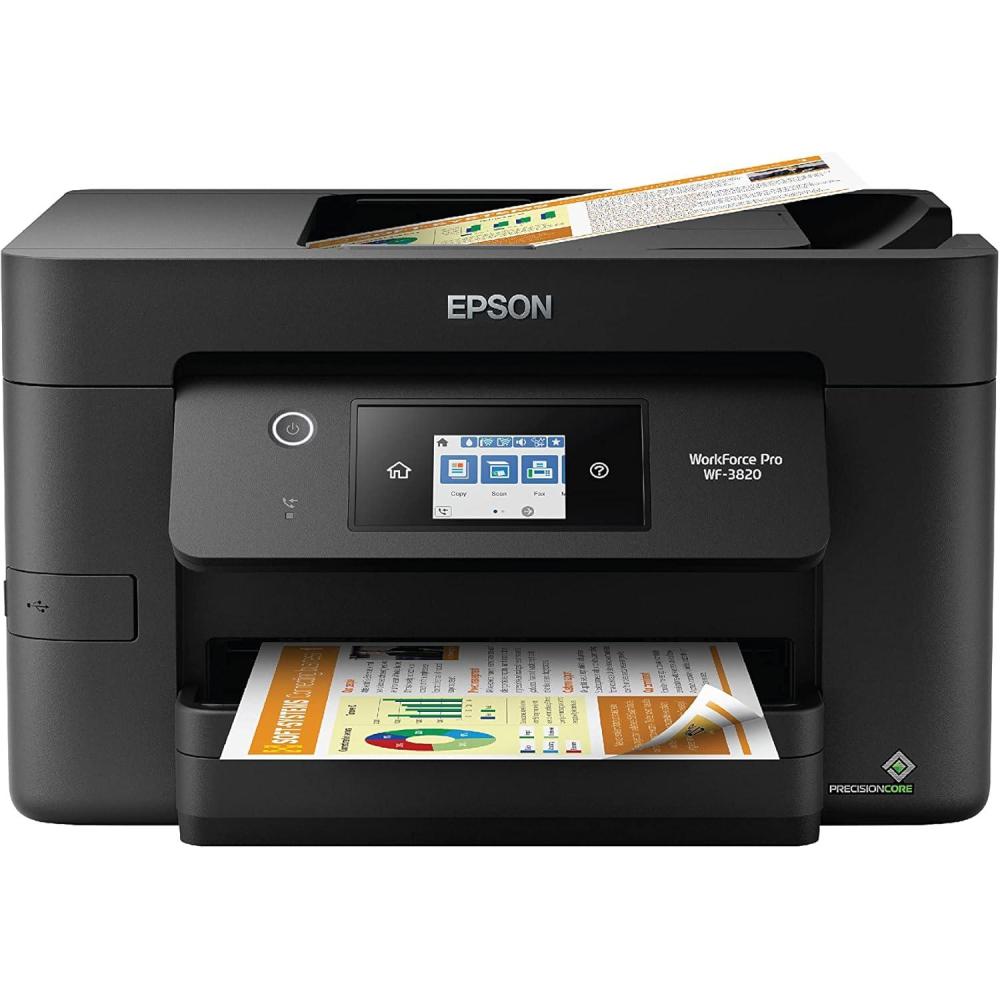 imageEpson WorkForce Pro WF3820 Wireless AllinOne Printer with Auto 2sided Printing 35page ADF 250sheet Paper Tray and 27quot Color Touchscreen Works with AlexaWF3820 Renewed