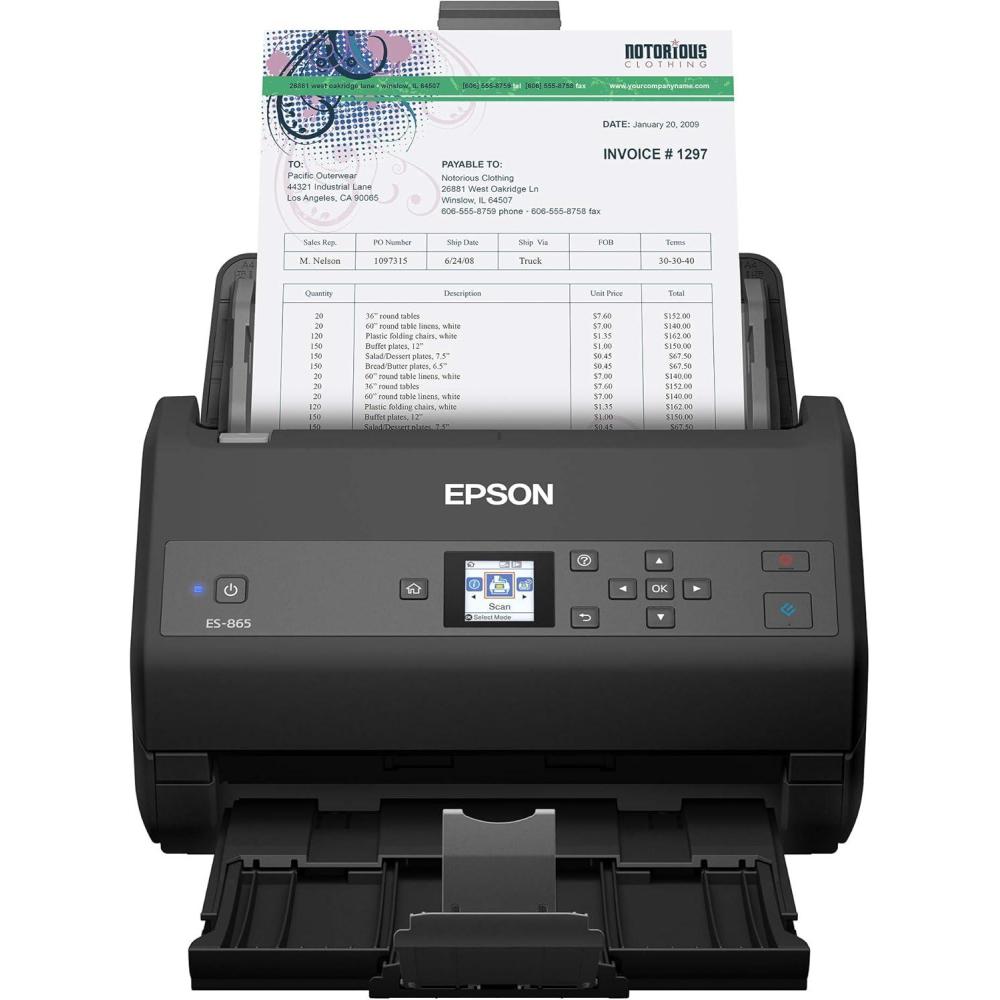 imageEpson Workforce ES865 High Speed Color Duplex Document Scanner with Twain DriverES865  New
