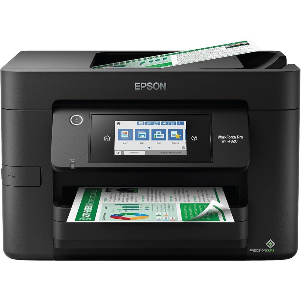 imageEpson Workforce Pro WF4820 Wireless AllinOne Printer with Auto 2Sided Printing 35Page ADF 250sheet Paper Tray and 43quot Color Touchscreen Renewed Large Black