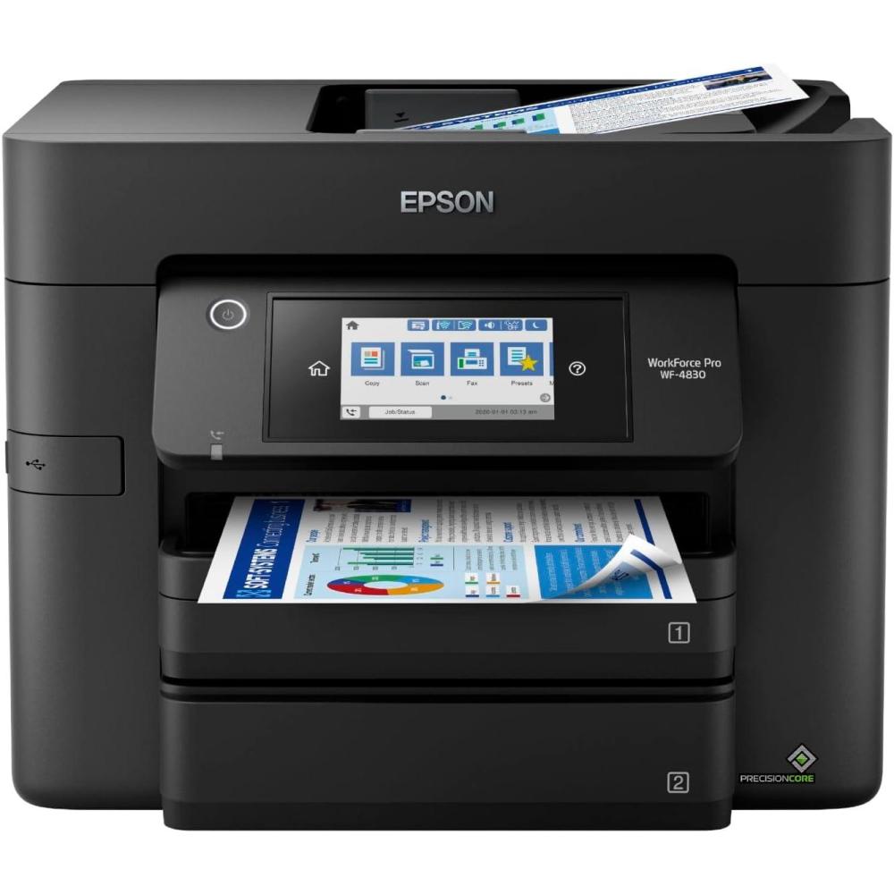imageEpson Workforce Pro WF4830 Wireless AllinOne Printer with Auto 2Sided Print Copy Scan and Fax 50Page ADF 500sheet Paper Capacity and 43quot Color Touchscreen Works with Alexa Black LargeWF4830