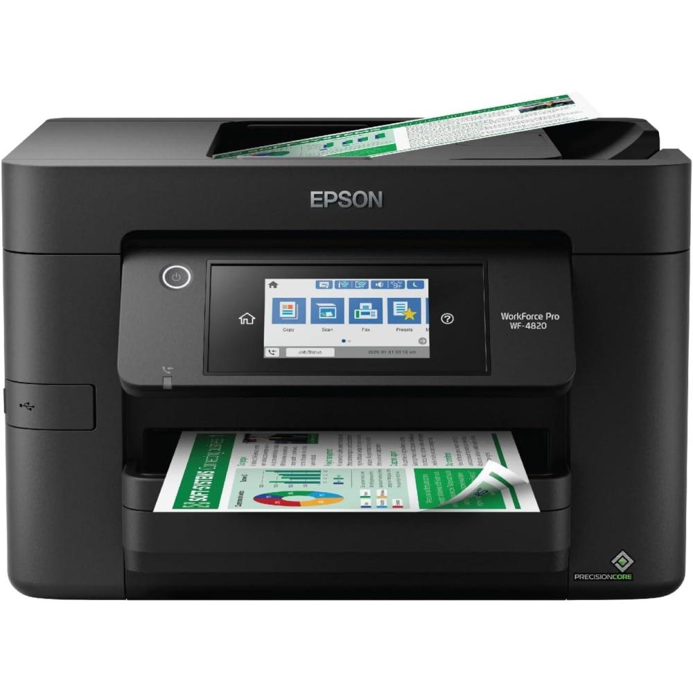 imageEpson Workforce Pro WF4830 Wireless AllinOne Printer with Auto 2Sided Print Copy Scan and Fax 50Page ADF 500sheet Paper Capacity and 43quot Color Touchscreen Works with Alexa Black LargeWF4820