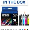 EPSON 702 DURABrite Ultra Ink High Capacity Black Cartridge (T702XL120-S) Works with WorkForce Pro WF-3720, WF-3730, WF-3733(Black and color combo pack)
