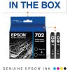 EPSON 702 DURABrite Ultra Ink Standard Capacity Black Dual Cartridge Pack (T702120-D2) Works with WorkForce Pro WF-3720, WF-3730, WF-3733
