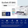 Epson EcoTank ET-3850 Wireless Color All-in-One Cartridge-Free Supertank Printer with Scanner, Copier, ADF and Ethernet – The Perfect Printer Home Office,White(ET-3843)