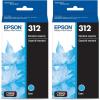 EPSON 312 Claria Photo HD Ink Standard Capacity Cyan Cartridge (T312220-S) Works with Expression Photo XP-8500, XP-8600, XP-8700, XP-15000(2 Pack)
