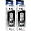 EPSON 522 EcoTank Ink Ultra-high Capacity Bottle Black (T522120-S) Works with EcoTank ET-2720, ET-2800, ET-2803, ET-2840, ET-4700, ET-4800, ET-4810(Ultra-high Capacity (Pack of 2))