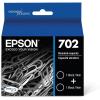 EPSON 702 DURABrite Ultra Ink Standard Capacity Black Dual Cartridge Pack (T702120-D2) Works with WorkForce Pro WF-3720, WF-3730, WF-3733