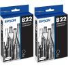 EPSON 822 DURABrite Ultra Ink Standard Capacity Black Cartridge (T822120-S) Works with WorkForce Pro WF-3820, WF-3823, WF-4820, WF-4830, WF-4833, WF-4834(1 Count (Pack of 2))