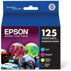 EPSON 125 DURABrite Ultra Ink Black & Color Cartridge Combo Pack For Stylus NX-125, NX-127, NX-130, NX-230, NX-420, NX-530, NX-625, WorkForce WF-320, WF-323, WF-325, WF-520