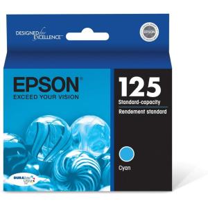 EPSON 125 DURABrite Ultra Ink Standard Capacity Cyan Cartridge (T125220-S) Works with Stylus NX-125, NX-127, NX-130, NX-230, NX-420, NX-530, NX-625, WorkForce WF-320, WF-323, WF-325, WF-520