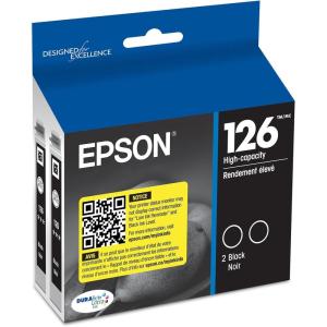EPSON 126 DURABrite Ultra Ink Black Dual Cartridge For WF-3520, WF-3530, WF-3540, WF-520, WF-545, WF-630, WF-633, WF-635, WF-645, WF-7010, WF-7510, WF-7520, WF-840, WF-845 and other select models(Ink)