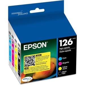 EPSON 126 DURABrite Ultra Ink Black & Color Combo Pack For WF-3520, WF-3530, WF-3540, WF-520, WF-545, WF-630, WF-633, WF-635, WF-645, WF-7010, WF-7510, WF-7520, WF-840, WF-845 and other select models(Black and Color Ink)