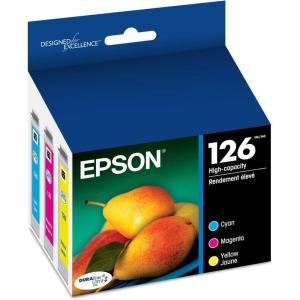 EPSON 126 DURABrite Ultra Ink Color Combo Pack For WF-3520, WF-3530, WF-3540, WF-520, WF-545, WF-630, WF-633, WF-635, WF-645, WF-7010, WF-7510, WF-7520, WF-840, WF-845 and other select models(Color Combo Pack)