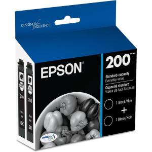 EPSON 200 DURABrite Ultra Ink Standard Capacity Cyan Cartridge (T200220-S) Works with WorkForce WF-2520, WF-2530, WF-2540, Expression XP-200, XP-300, XP-310, XP-400, XP-410(Black Dual Pack)