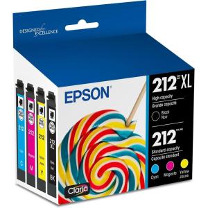 EPSON 212 Claria Ink High Capacity Black & Standard Color Cartridge Combo Pack (T212XL-BCS) Works with WorkForce WF-2830, WF-2850, Expression XP-4100, XP-4105(212Xl Black Ink)
