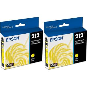 EPSON 212 Claria Ink Standard Capacity Yellow Cartridge (T212420-S) Works with WorkForce WF-2830, WF-2850, Expression XP-4100, XP-4105(1 Count (Pack of 2))