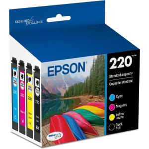 EPSON 220 DURABrite Ultra Ink Standard Capacity Black & Color Cartridge Combo Pack (T220120-BCS) Works with WorkForce WF-2630, WF-2650, WF-2660, WF-2750, WF-2760, Expression XP-320, XP-420, XP-424(Black and Color Combo Pack)