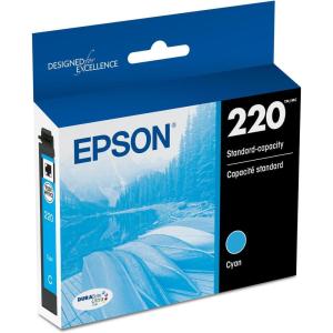 EPSON 220 DURABrite Ultra Ink Standard Capacity Cyan Cartridge (T220220-S) Works with WorkForce WF-2630, WF-2650, WF-2660, WF-2750, WF-2760, Expression XP-320, XP-420, XP-424, 1 Count (Pack of 1)(Cyan)