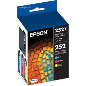 EPSON 252 DURABrite Ultra Ink High Capacity Black & Standard Color Cartridge Combo Pack (T252XL-BCS) Works with WorkForce WF-3620, WF-3640, WF-7110, WF-7610, WF-7620, WF-7710, WF-7720, WF-7210(Multi-Pack)