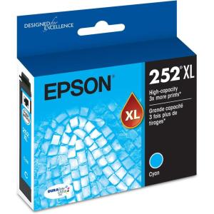 EPSON 252 DURABrite Ultra Ink High Capacity Cyan Cartridge (T252XL220-S) Works with WorkForce WF-3620, WF-3640, WF-7110, WF-7610, WF-7620, WF-7710, WF-7720, WF-7210