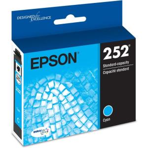 EPSON 252 DURABrite Ultra Ink Standard Capacity Cyan Cartridge (T252220-S) Works with WorkForce WF-3620, WF-3640, WF-7110, WF-7610, WF-7620, WF-7710, WF-7720, WF-7210(1 Count (Pack of 1))