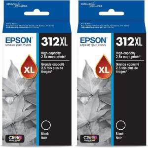 EPSON 312 Claria Photo HD Ink High Capacity Black Cartridge (T312XL120-S) Works with Expression Photo XP-8500, XP-8600, XP-8700, XP-15000(1 Count (Pack of 2))