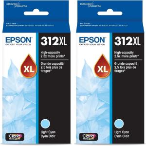 EPSON 312 Claria Photo HD Ink High Capacity Light Cyan Cartridge (T312XL520-S) Works with Expression Photo XP-8500, XP-8600, XP-8700, XP-15000(1 Count (Pack of 2))