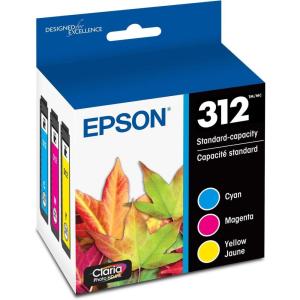EPSON 312 Claria Photo HD Ink Standard Capacity (T312923-S) Works with Expression Photo XP-8500, XP-8600, XP-8700, XP-15000, Cyan,Magenta and Yellow(Cartridge Ink)
