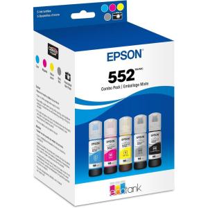 EPSON 552 EcoTank Ink Ultra-high Capacity Bottle Five Color Combo Pack (T552920-S) Works with EcoTank Photo ET-8500, ET-8550(Ink)