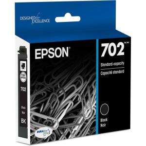 EPSON 702 DURABrite Ultra Ink Standard Capacity Black Cartridge (T702120-S) Works with WorkForce Pro WF-3720, WF-3730, WF-3733(1 Count (Pack of 1))