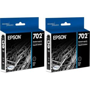 EPSON 702 DURABrite Ultra Ink Standard Capacity Black Cartridge (T702120-S) Works with WorkForce Pro WF-3720, WF-3730, WF-3733(1 Count (Pack of 2))