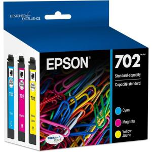 EPSON 702 DURABrite Ultra Ink Standard Capacity Color Combo Pack (T702520-S) Works with WorkForce Pro WF-3720, WF-3730, WF-3733