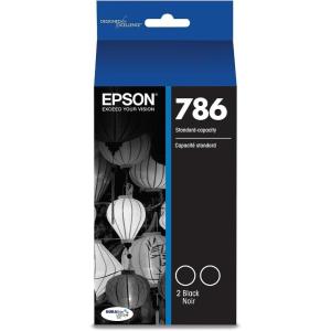 EPSON 786 DURABrite Ultra Ink Standard Capacity Black Dual Cartridge Pack (T786120-D2) Works with WorkForce WF-5110, WF-5190, WF-5620, WF-5690