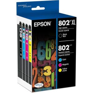 EPSON 802 DURABrite Ultra Ink High Capacity Cyan Cartridge (T802XL220-S) Works with WorkForce Pro WF-4720, WF-4730, WF-4734, WF-4740(Black and color combo pack)