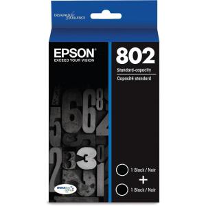 EPSON 802 DURABrite Ultra Ink Standard Capacity Black Dual Cartridge Pack (T802120-D2) Works with WorkForce Pro WF-4720, WF-4730, WF-4734, WF-4740