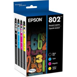 EPSON 802 DURABrite Ultra Ink Standard Capacity Black & Color Cartridge Combo Pack (T802120-BCS) Works with WorkForce Pro WF-4720, WF-4730, WF-4734, WF-4740