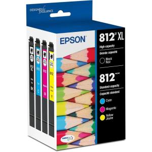 EPSON 812 DURABrite Ultra Ink High Capacity Black & Standard Color Cartridge Combo Pack (T812XL-BCS) Works with WorkForce Pro WF-7310, WF-7820, WF-7840, WorkForce EC-C7000(Ink)