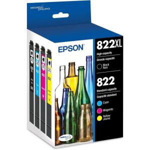 EPSON 822 DURABrite Ultra Ink High Capacity Black & Standard Color Cartridge Combo Pack (T822XL-BCS) Works with WorkForce Pro WF-3820, WF-3823, WF-4820, WF-4830, WF-4833, WF-4834(Ink)