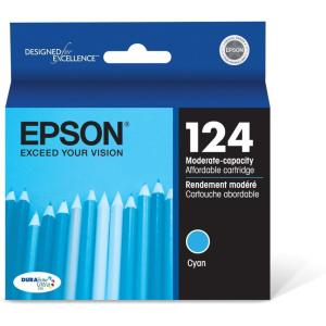 Epson 124 DURABrite Ultra Ink Standard Capacity Cyan Cartridge (T124220-S) Works with Stylus NX-125, NX-127, NX-130, NX-230, NX-330, NX-420, NX-430, Workforce WF-320, WF-323, WF-325, WF-435(Cyan)