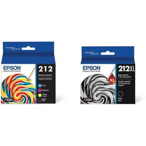 Epson 212 Claria Ink Standard Capacity Black & Color Cartridge Combo Pack (T212120-BCS) + High Capacity Black Cartridge (T212XL120-S) | Epson XP-4100, XP-4105, WF-2830 & WF-2850 Printers