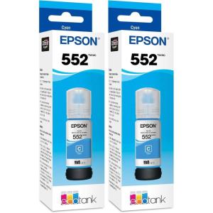 Epson 552 EcoTank Ink Ultra-high Capacity Bottle Cyan (T552220-S) Works with EcoTank Photo ET-8500, ET-8550(1 Count (Pack of 2))