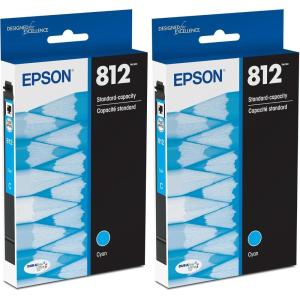 Epson 812 DURABrite Ultra Ink Standard Capacity Cyan Cartridge (T812220-S) Works with Workforce Pro WF-7310, WF-7820, WF-7840, Workforce EC-C7000(1 Count (Pack of 2))