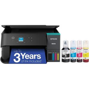 Epson EcoTank ET-2980 Wireless All-in-One Color Supertank Printer with up to 3 Years of Ink, Refillable Tanks, Perfect for Home, 15 PPM, 1.44″ Color Screen, Auto 2-Sided Printing – White(Black)