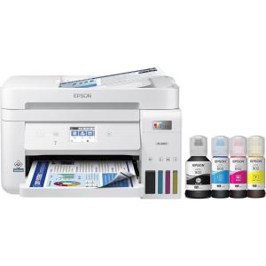 Epson EcoTank ET-4850 Wireless All-in-One Cartridge-Free Supertank Printer with Scanner, Copier, Fax, ADF and Ethernet – The Perfect Printer Office – White, Medium(ET-4850-W)