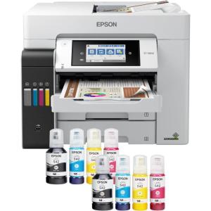 Epson EcoTank Pro ET-5800 Wireless Color All-in-One Supertank Printer with Scanner, Copier, Fax and Ethernet, White(ET-5800 (Renewed))